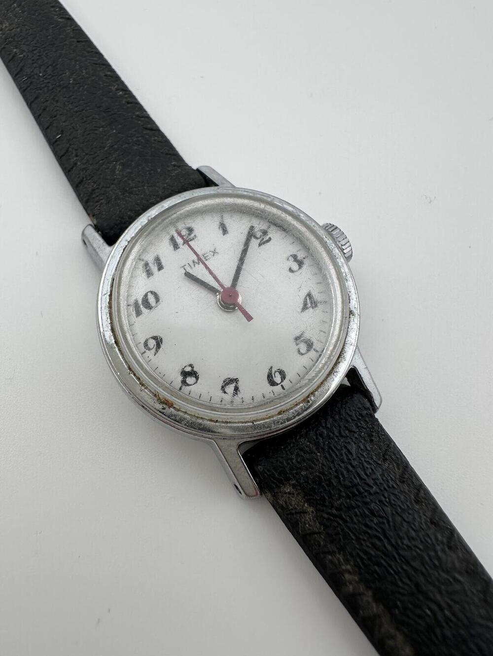 Vintage Timex Women’s Mechanical Watch Black Strap Not Running